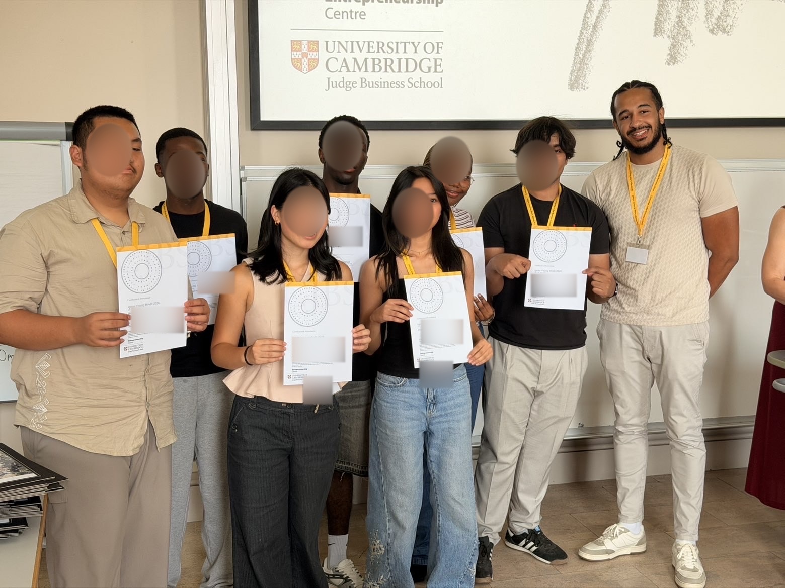 An Ignite Young Minds programme team after a session, with participant identities obscured for privacy